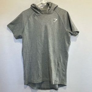 Gray GymShark Short Sleeve Workout Hoodie